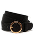 Classic Round Single Prong Buckle Stitched Faux Leather Belt